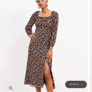 LOFT Simmer Dot Square Neck Dress